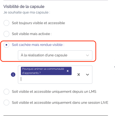 Cachée mais visible après une capsule