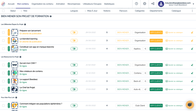 Capsules publiées et en attente