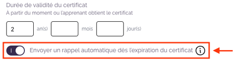 Fin validité certif
